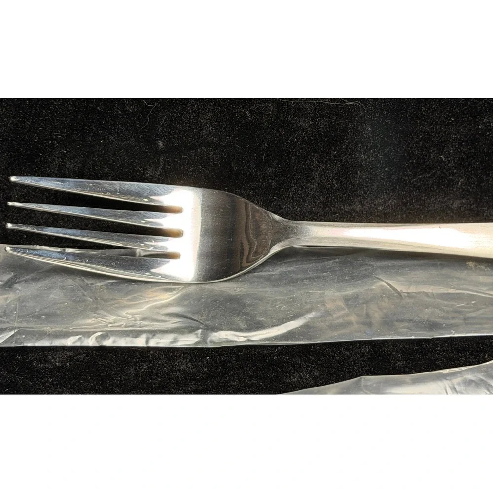 Kingston Stainless Japan-4 Pc Dinner Fork, Grey Satin Handle, Mid Century, NEW
